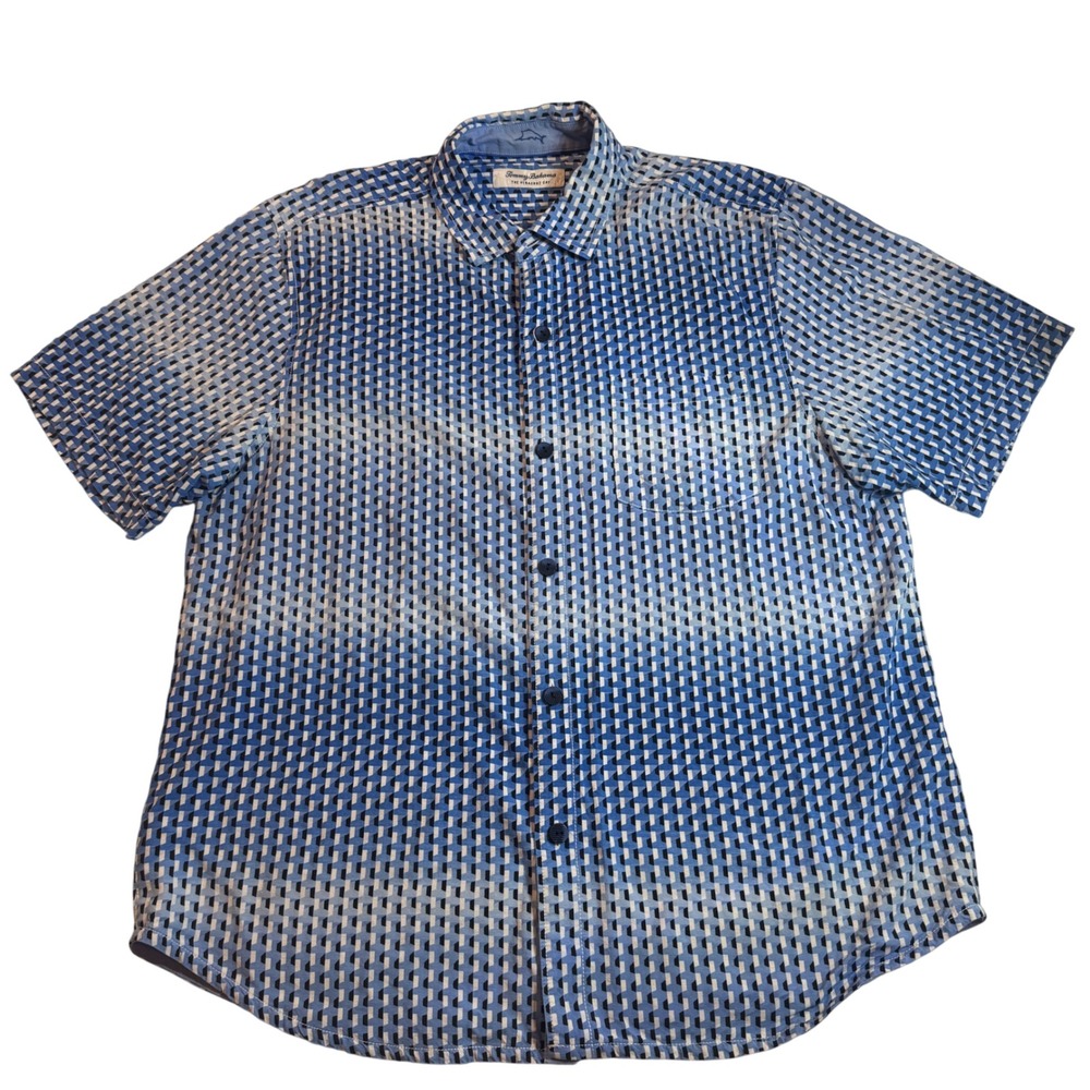Tommy Bahama The Veracruz Cay Short Sleeve Button Up Shirt Men's L Blue